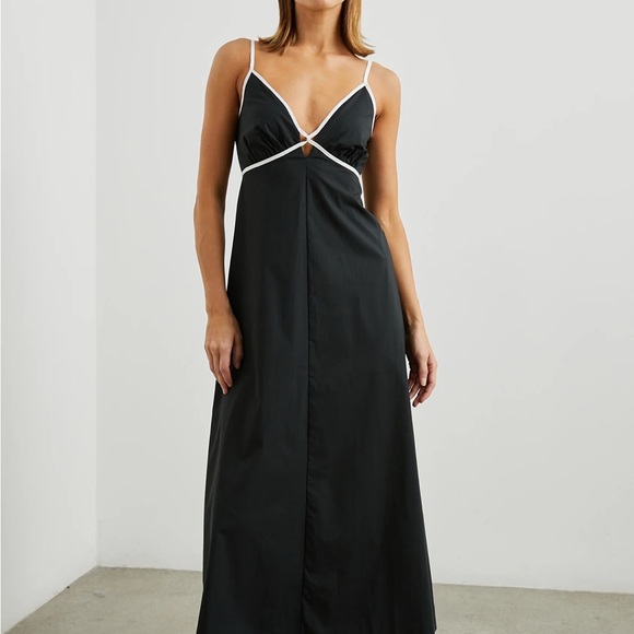 Rails Jessa Cutout Maxi Dress Adjustable Straps Contrast Trim Black White M NWT - Picture 4 of 11